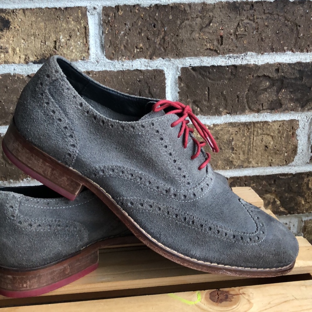 Cole Haan Air Colton Gray Suede Wingtip Oxfords